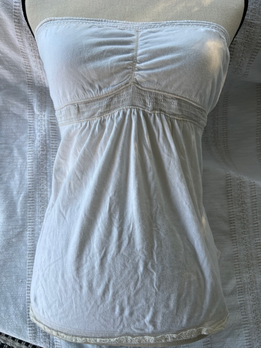 Abercrombie White Strapless Gathered Bust Tank Top